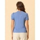 thumbnail image 4 of Blusa De Verano Allegra K Con Cuello Peter Pan Y Mangas Abullonadas Para Mujer Azul S, 4 of 5