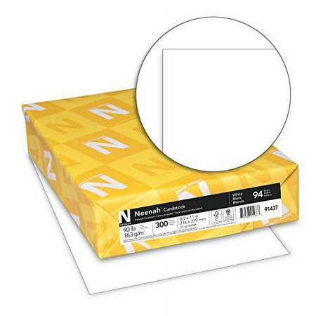 Neenah Cardstock, 8.5 x 11, 90 lb/163 gsm, White, 94 Brightness, 300 Sheets (91437) Single