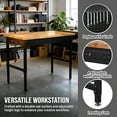 thumbnail image 6 of 60 Inch Adjustable Workbench with Power Outlet, 2500 LBS Heavy Duty Workbench with Hardwood Top, 6-Level Height Adjustable Garage Work Table with Wheels, Rolling Workstation for Workshop, 6 of 7