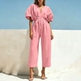 thumbnail image 7 of PNTUTB Women’s Fashion V-Neck Short Sleeve ASdjustable Strap Zipper Pockets Jumpsuit Pants, 7 of 7