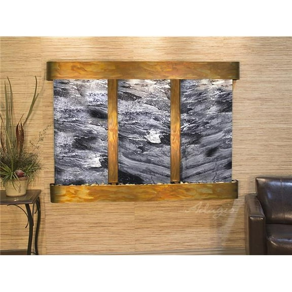 Adagio OFR1007 Olympus Falls-Round-Rustic Copper-Black Spider Marble Wall Fountain