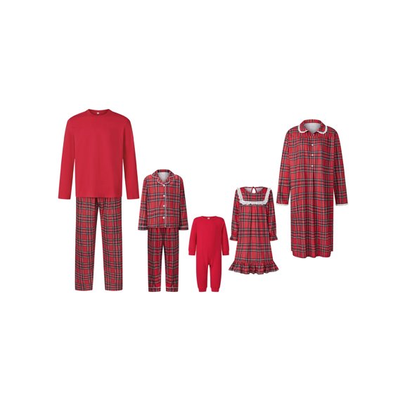 Svuitmsl Christmas Family Pajamas Matching Set Long Sleeve Top with Pants Plaid Sleepwear Loungewear