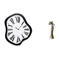 thumbnail image 1 of Reloj de pared nórdico con números y figura de escritorio. Figura africana coleccionable de una dama tribal. Pieza de arte para el hogar., 1 of 8