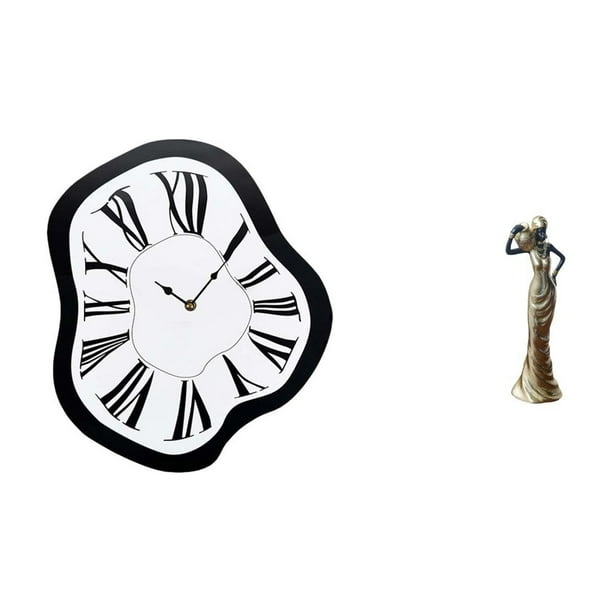 Reloj de pared de lujo acrílico fundido, escultura única y creativa, relojes distorsionados, estatua vintage de dama tribal, adorno decorativo para es