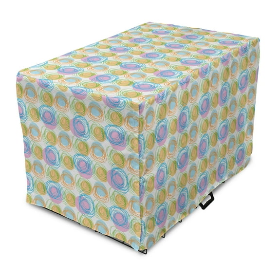 Grunge Dog Crate Cover, Contemporary Illustration of Scribbled Vibrant Blots or Circles Drawn by Hand, Easy to Use Pet Kennel Cover Small Dogs Puppies Kittens, 7 Sizes, Multicolor, by Ambesonne