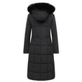 thumbnail image 2 of HVEOO Winter Coat Womens Long Length Lightweight Puffer Jacket Quilted Outerwear, Black XL, 2 of 9