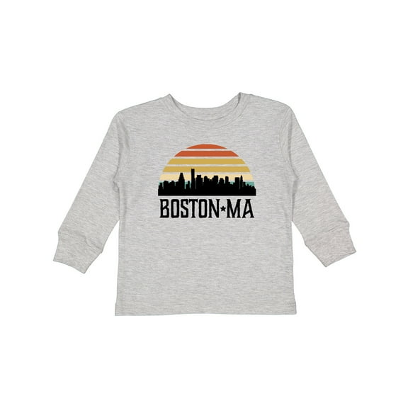 Inktastic Boston Massachusetts Skyline Sunset Boys or Girls Long Sleeve Toddler T-Shirt