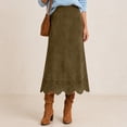 thumbnail image 3 of Yungyresw Midi Skirts For Women High Waisted Solid Hollow Floral Hem Fall Skirts Retro Style Soft Fabric Comfy A Line Dress L, 3 of 6