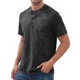 thumbnail image 4 of Iceglad Mens Distressed Henley Shirts Retro Short Sleeve Cotton Tee Shirts Casual Button Down Washed T-Shirts, 4 of 11