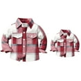 thumbnail image 4 of Toddler Boys Girls Flannel Plaid Shirt Jacket,Long Sleeve Button T-Shirt Lapel Coat Family Matching Tops, 4 of 12