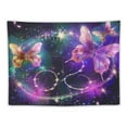 thumbnail image 5 of BCIIG Butterfly And Sparkling Stars Tapestry Purple Romantic Halo Fabric Wall Hanging Decor for Bedroom Living Room Dorm,, 5 of 6