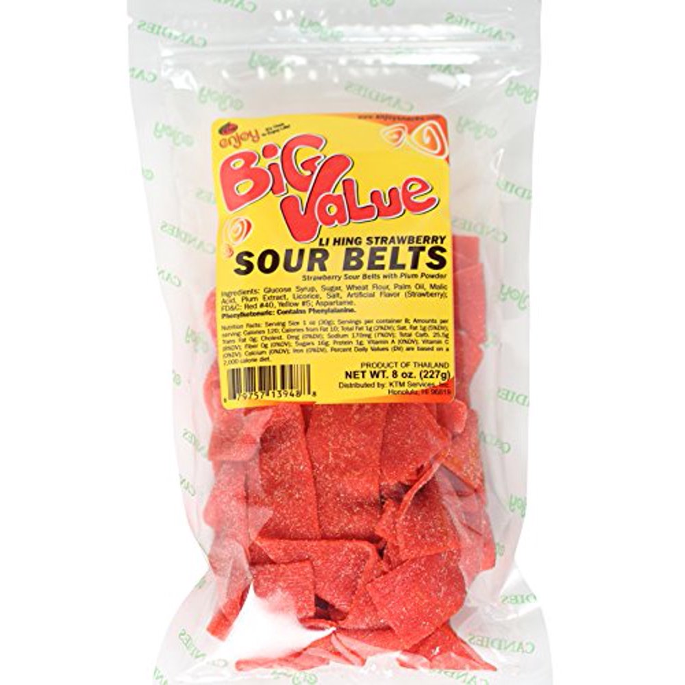 Enjoy Li Hing Strawberry Sweet & Tangy Sour Belts, 8 Oz.