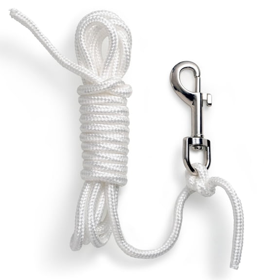 Cannon Sports Tetherball Replacement Rope with Swivel Snap Hook – 9 ft White Braided Nylon Cord, 1/4 Inch Thick, Durable, Low Stretch - Weather-Resistant for Outdoor Playground, Backyard & School Use