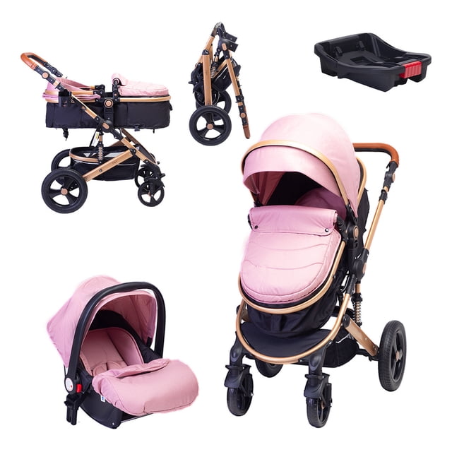 Carriola Para Bebé Baby Lux Travel Systen Con Portabebé Rosa/Negro.