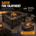 thumbnail image 5 of 32'' Multipurpose Fire Pit, Outdoor Fire Pit Table for Net Lid/Poker, Square Bronze Firepit Stove for Outside Camping Backyard Bonfire, 5 of 9