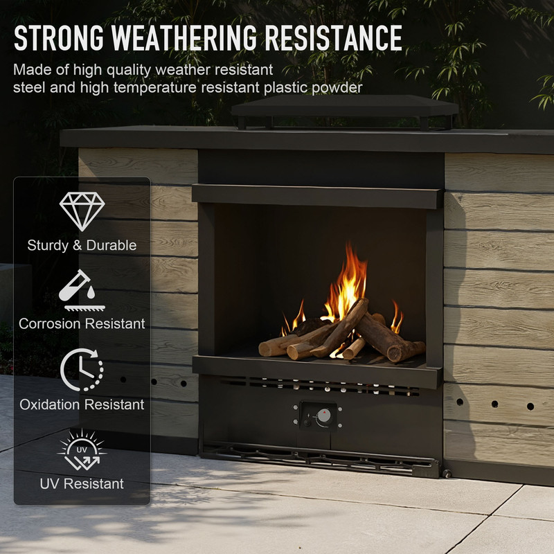 GAZEBETER Outdoor Gas Fireplace, 63" 50000 BTU Patio Gas Fire Pit Propane with Rain Cover, CSA Certified, Adjustable Flame for Deck, Backyard, Balcony