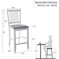 thumbnail image 4 of Duhome Wood Bar Stools with Back Set of 2, Counter Height Chairs Upholstered Barstool Farmhouse Counter Stools for Kitchen Island, White, 4 of 7