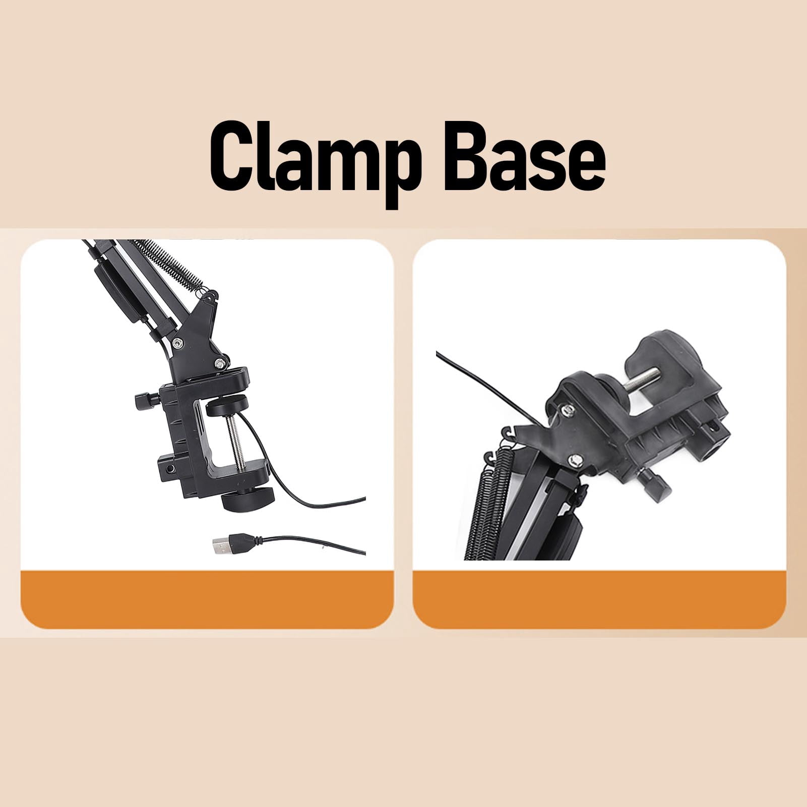 Riousery Clamp Ring Light Over Head Desktop Stand with Phone Holder Dimmable LED for Live Streaming Makeup Crafting Video Recording Max 4.5cm Thickness 14.96 inches / 38 cm Arm