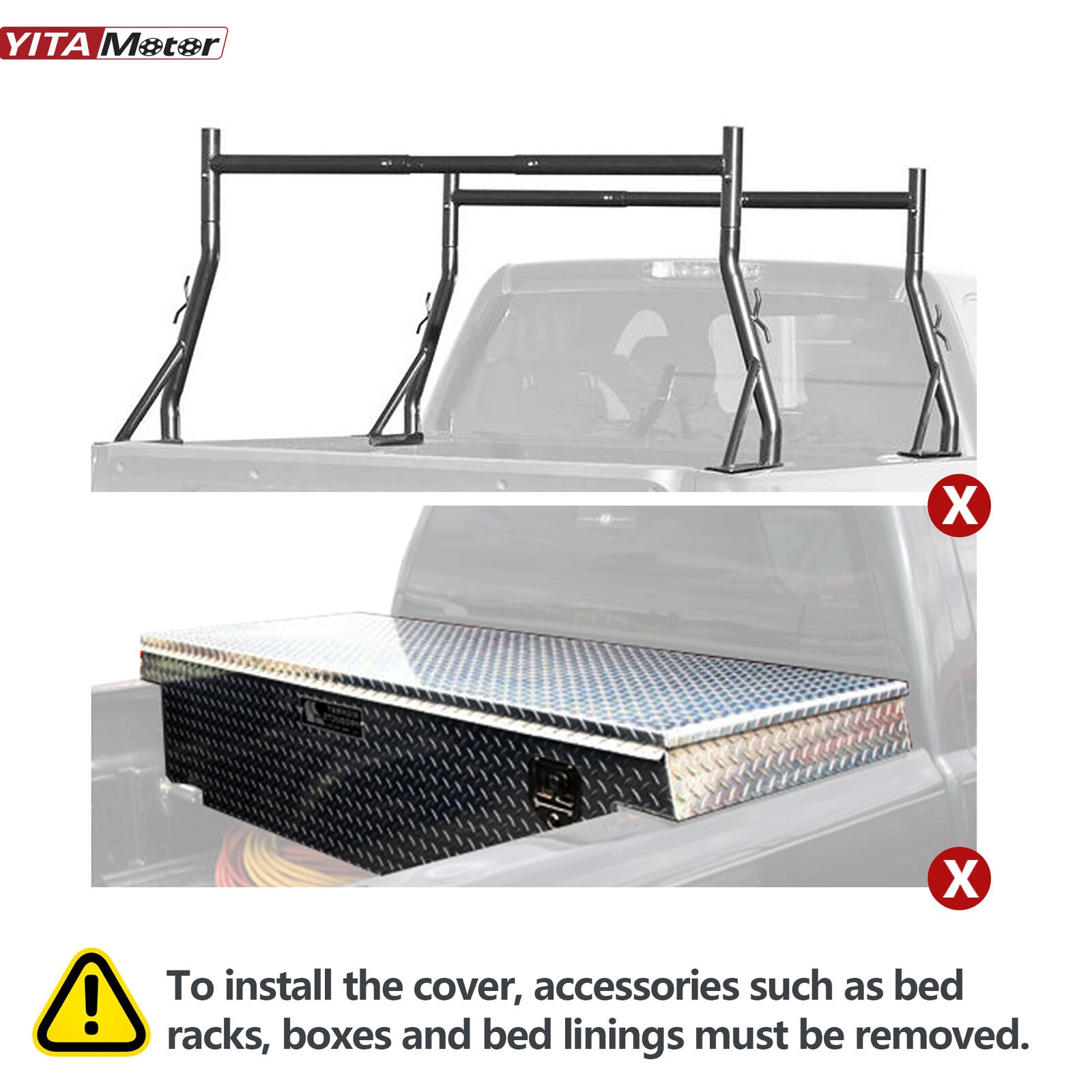 RVNI 5 ft Tonneau Cover Soft Tri-fold for 2016-2023 Toyota Tacoma Reflective Strip Style