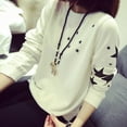 thumbnail image 5 of Sudadera con capucha holgada de algodón de manga larga para mujer, informal, talla M (blanca), 5 of 5