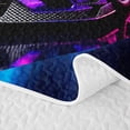 thumbnail image 5 of Castle Fairy Neon Race Car Trio Twin Quilt Set,Checkered Flag Glow Twin Coverlet Set for Bedroom,Purple Pink, 5 of 7