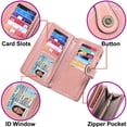 thumbnail image 4 of Ladies Leather Large Wallet Ladies Large Many Compartments, Women Wallet With 26 Card Compartments (Pink), 4 of 6