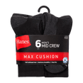 thumbnail image 2 of Hanes Mens Mid-Crew Socks, Max Cushion, Cool Comfort, 6-Pack, Size 6-12, 2 of 6