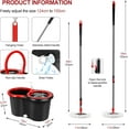 thumbnail image 2 of Rotating mop and bucket with wringer set, 360° rotating mop bucket system, 2 of 8