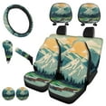 thumbnail image 2 of Uorisanigo Mountains Bears Car Front and Rear Cushion Covers Steering Wheel Cover Pillowcase for Automotive Water Coaster Gear Lever Cover+Hand Brake Cover Universal Fit 11 Sets, 2 of 7