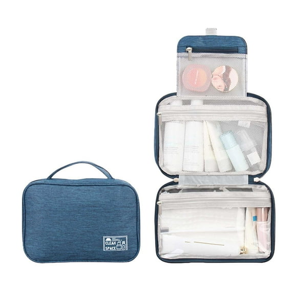Toiletry Bag Travel Bag with Hanging Hook, Water-resistant Makeup Cosmetic Bag Travel Organizer for Accessories, Shampoo, Full Sized Container,Toiletries Cosmetic Bag Navy