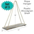 thumbnail image 2 of Excello Global Products Rustic Distressed Wood Hanging Shelves: 17-Inch with Swing Rope Floating Shelves (Brown - Pack of 3) - EGP-HD-0052, 2 of 3