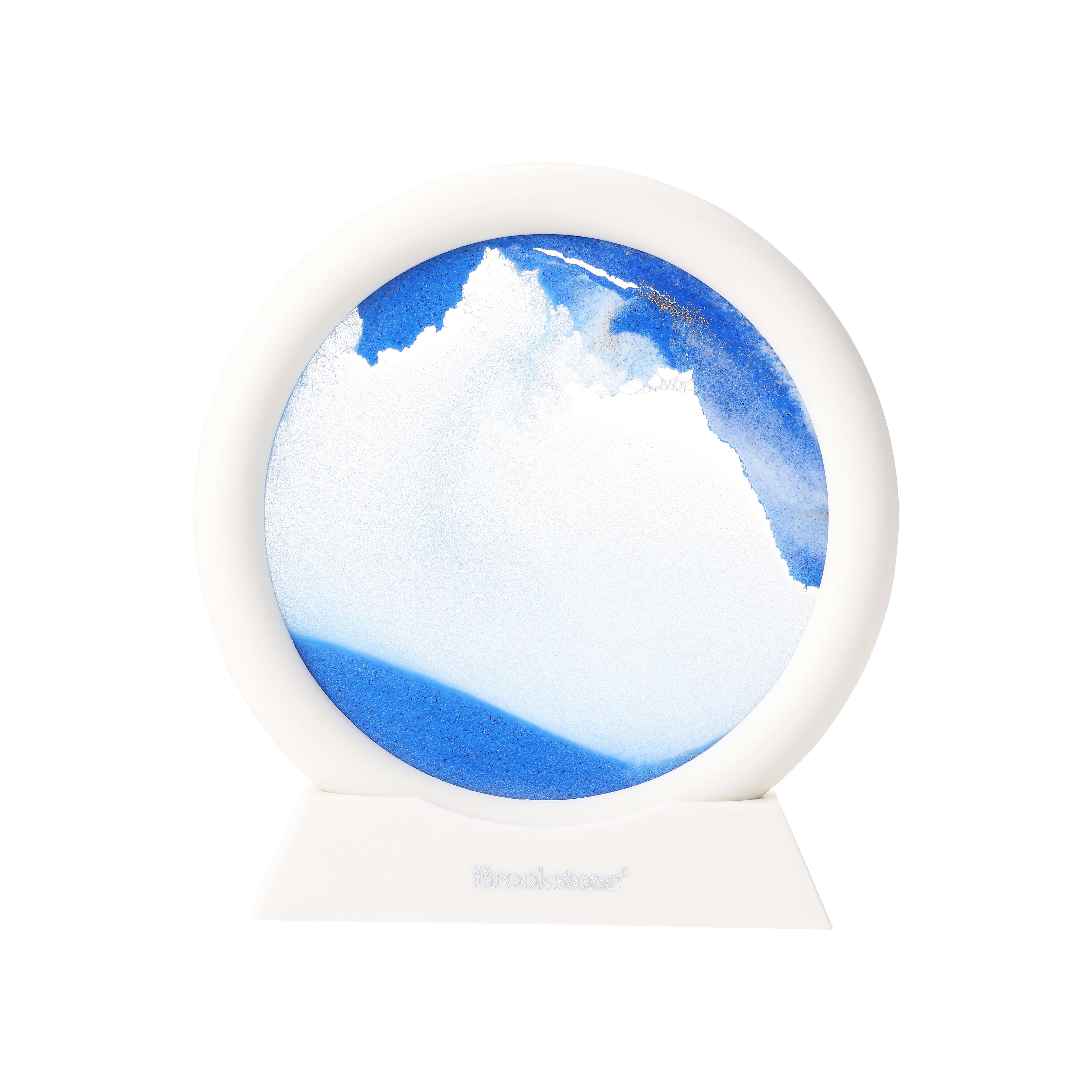 Brookstone Gently Flowing Sand Motion Desk Decor – Relaxing Visual Stress Relief Ornament with Scenic Stand, Calming Office & Home Mindfulness Display