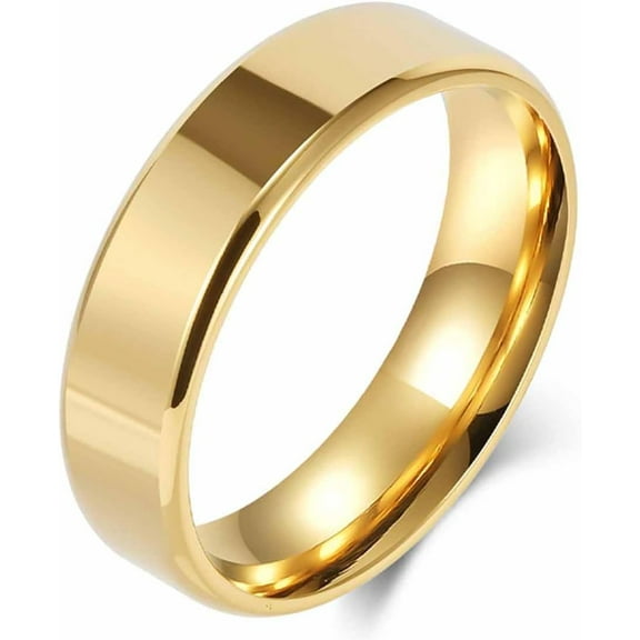 Stainless Steel Wedding Band Ring for Men Women | 4mm 6mm 8mm 10mm Beveled Edge High Polish Stainless Steel Ring for Men Women | Comfort Fit Size 6-13