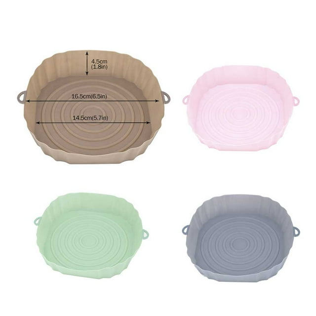 Plateau de Friture en Silicone pour Friteuse à Air Chaud Résistant à la Chaleur, Moule à Pâtisserie Réutilisable, Tapis de Barbecue Antiadhésif, Accessoire de Cuisson Ménager Vert Clair