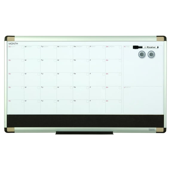 Quartet Magnetic Calendar Board, 18" x 30", 1-Month, Dry-Erase Whiteboard