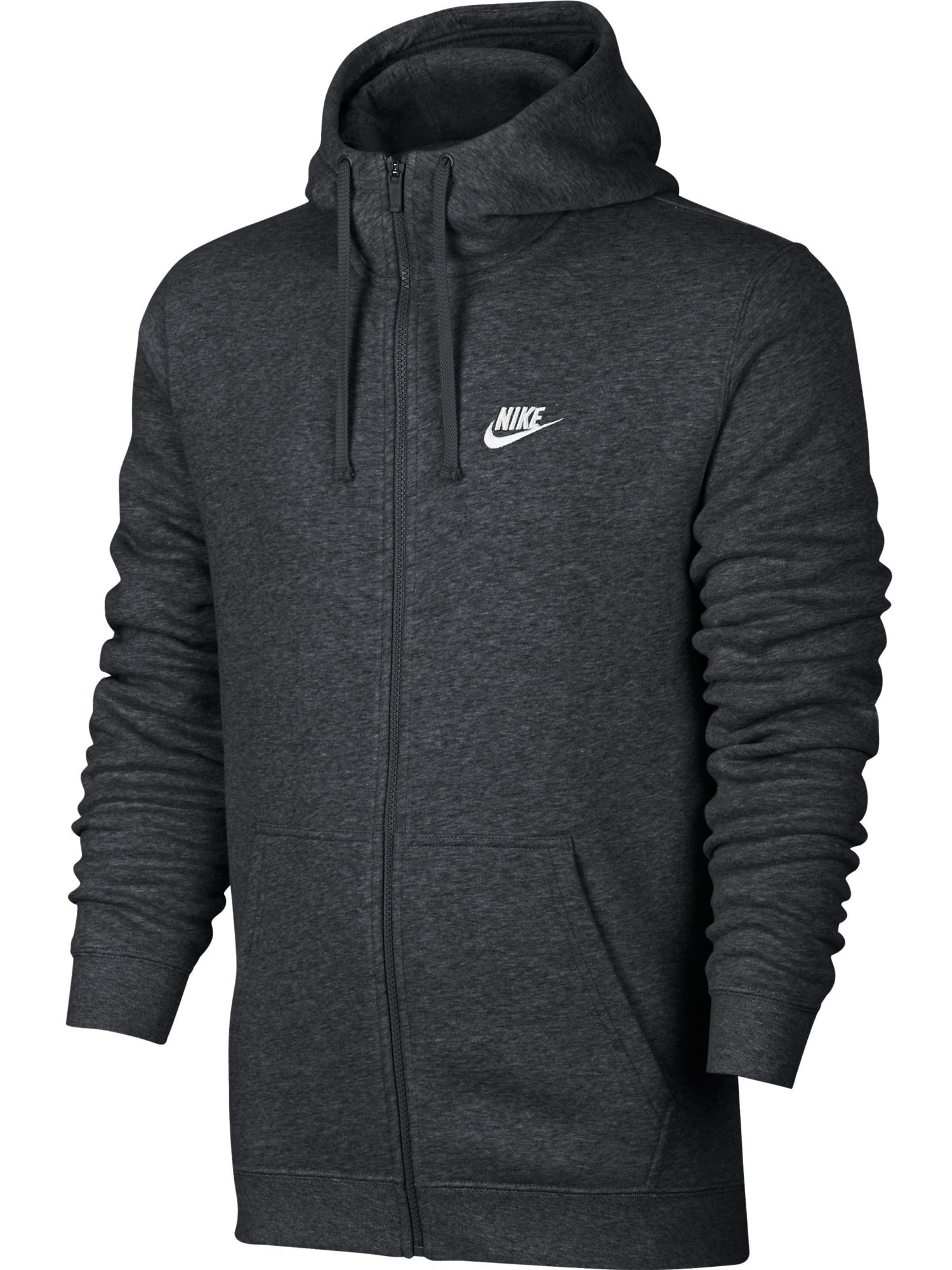 Nike Club Fleece Full Zip Longsleeve Men's Hoodie Dark Grey/White ...