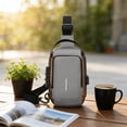thumbnail image 7 of Naxoaeo Anti-Theft Crossbody Bag, Sling Bag for Men Women, PU Leather Chest Shoulder Bag with Password Lock, Water-Resistant Everyday Bag for Phone Wallet, Travel, Commute, Adjustable Strap, 7 of 7