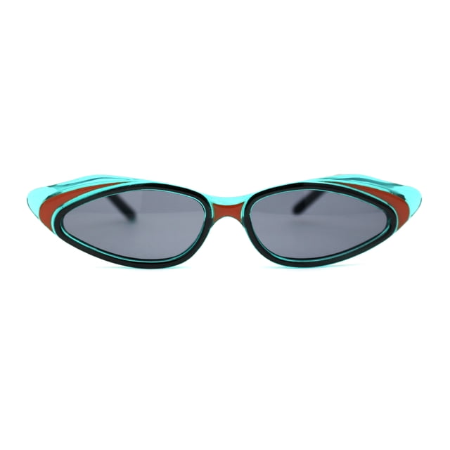 Womens Retro Low Point Cat Eye Layered Plastic Frame Sunglasses Green Orange Black
