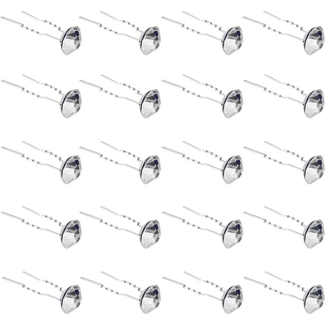 HSHDLDF Lot de 20 Épingles à Cheveux en Strass (Transparentes), Pinces à Cheveux en Cristal pour Mariage de Mariée, Accessoires de Bijoux pour Cheveux pour Femmes avec Contenant Transparent