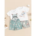 thumbnail image 4 of Aojekbee Kids Boys Shorts Set, Short Sleeve Letters Tag T-shirt with Elastic Waist Shorts Toddler Set Summer Outfit, 4 of 10