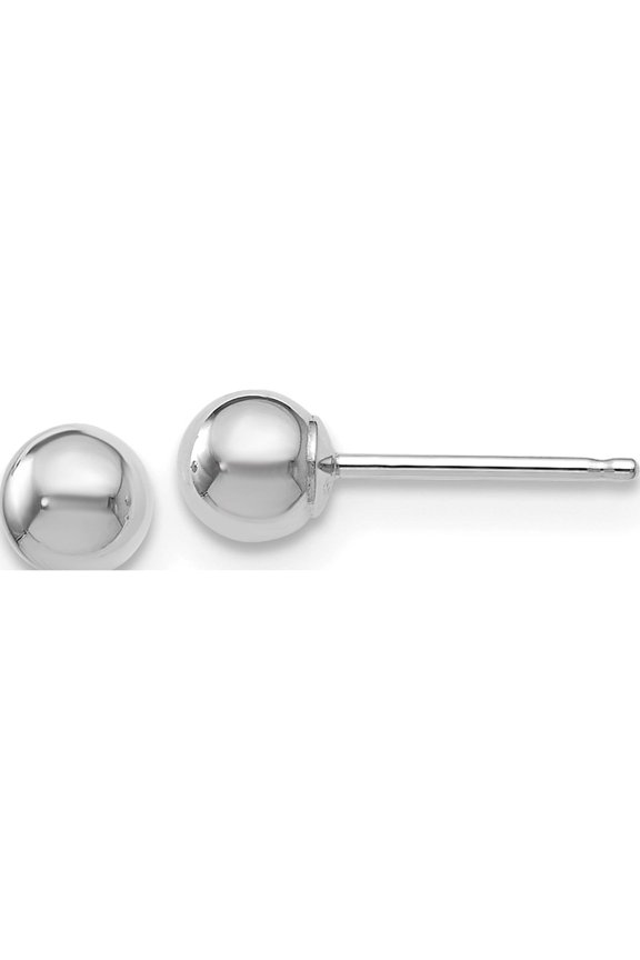 14K White Gold Polished 4mm Ball Post Earrings (4x4)