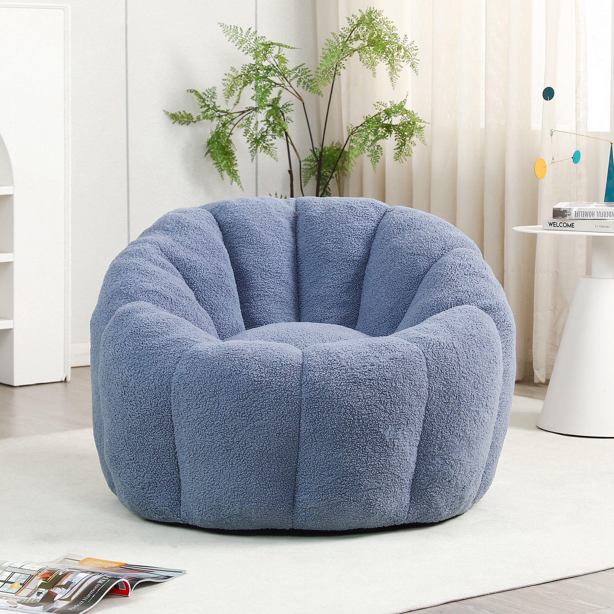 Jopath Bean Bag Chair for Adults and Kids,Oversized Bean Bag Sofa with Armrests Stuffed High-Density Foam,Lazy Sofa Floor Sofa for Living Room Bedroom,Light Blue