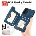 thumbnail image 4 of ELEHOLD for Samsung Galaxy S21 FE Case with Ring Holder, Galaxy S21 FE Wallet Case with RFID Blocking Card Holder Wristlet Strap, Magnetic Button Flip Folio Kickstand Shockproof Phone Cover,Blue, 4 of 10
