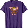 thumbnail image 1 of Fun Monkey Wearing King Crown Cute Animal Cartoon Character T-Shirt, 1 of 1