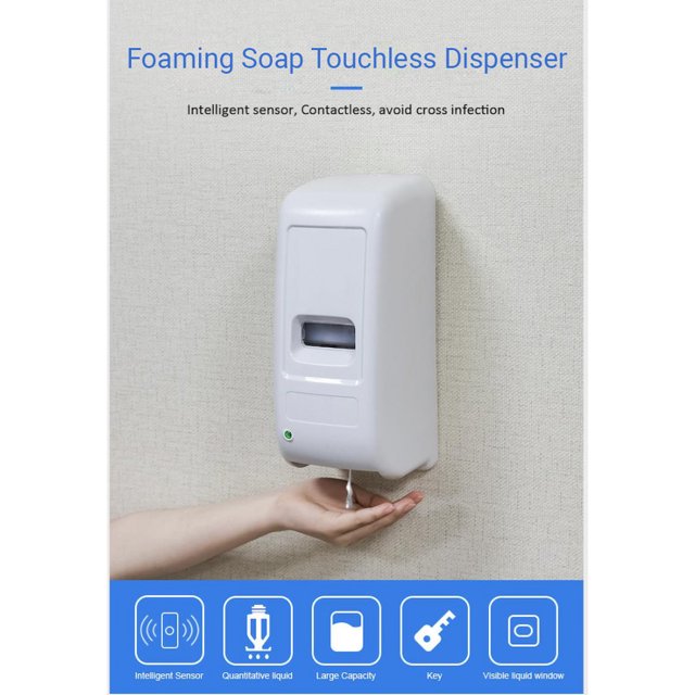 Automatic Foaming Soap Touchless Dispenser 1Lt. Wall Mount AC Adapter 1/Pack