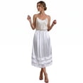 thumbnail image 2 of Women's Satin Midi Half Slip Skirt with Lace Trim, Elastic Waist A-Line Silky Underskirt, Soft Under Dress Skirt for Women Office Date Night Daily Wear, 2 of 8