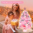 thumbnail image 2 of Árbol de Navidad Migaven de 60 cm con luces y adornos de PVC rosa, 2 of 8