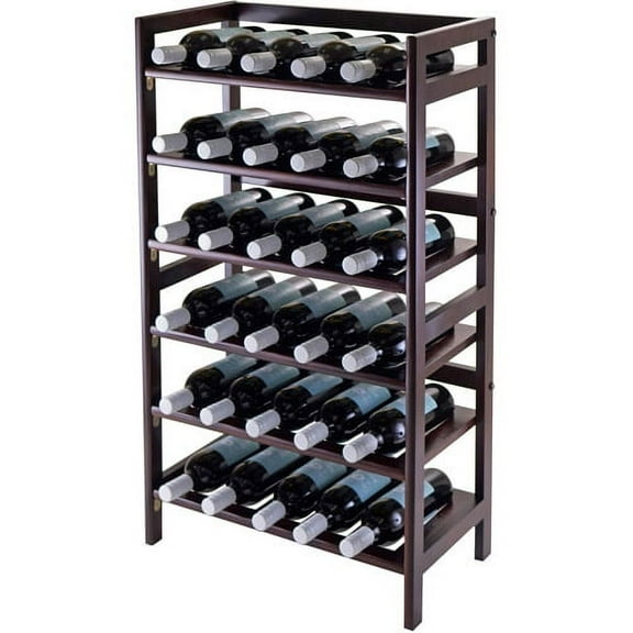 Winsome Silvi 30-Bottle Wine Display Rack, Antique Walnut Finish