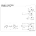 thumbnail image 5 of Kingston Brass KS5022RX Belknap Two-Handle Wall Mount Roman Tub Faucet, Polished Brass, 5 of 7