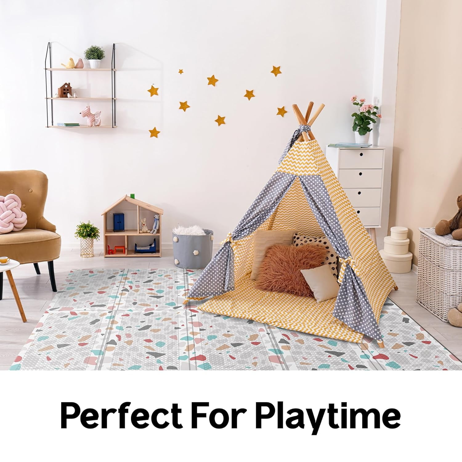 Parklon Baby Play Mat, Foldable & Portable, Large Size (78.7 x 55.1), Indoor, Outdoor, Waterproof, Made in Korea - Deco Terrazzo